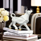 Lucky Bull Figurine - Golden-Plated Polyresin, Abstract Sculpture for Home & Office Decor, Geometric Design, Feng Shui Wealth Attraction Statue - House Of Avana [[SKU:HOA-SCU-449]]