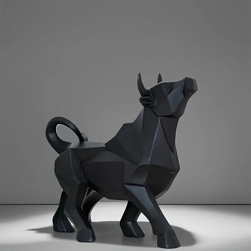 Luxurious Gold-Plated Resin Bull Sculpture - Abstract Geometric Home Decor For Kitchen & Living Room | Perfect Gift For Holidays & Special Occasions - House Of Avana