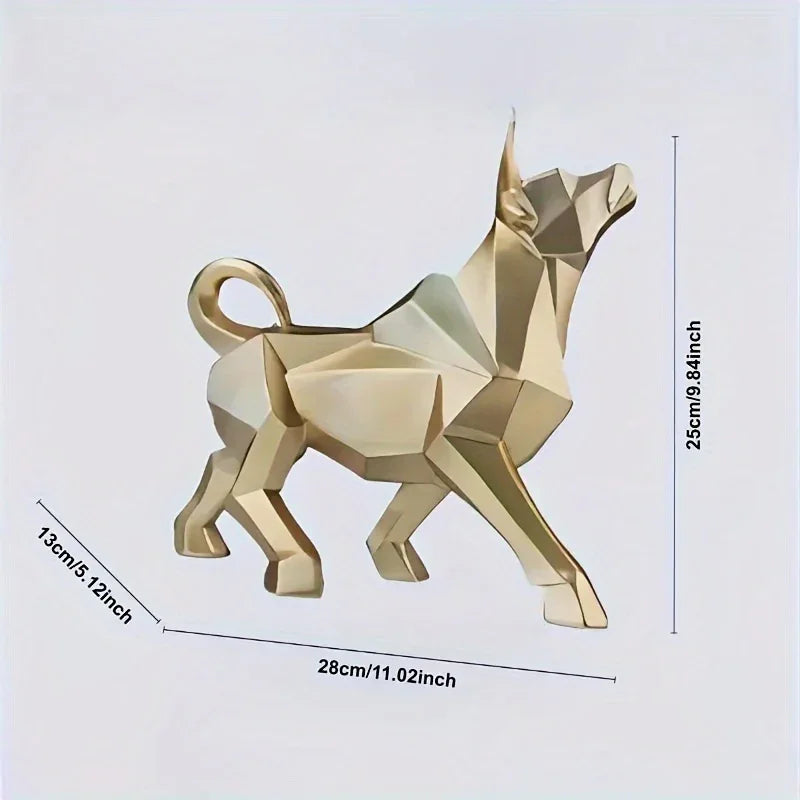 Luxurious Gold-Plated Resin Bull Sculpture - Abstract Geometric Home Decor For Kitchen & Living Room | Perfect Gift For Holidays & Special Occasions - House Of Avana