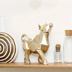 Luxurious Gold-Plated Resin Bull Sculpture - Abstract Geometric Home Decor For Kitchen & Living Room | Perfect Gift For Holidays & Special Occasions - House Of Avana