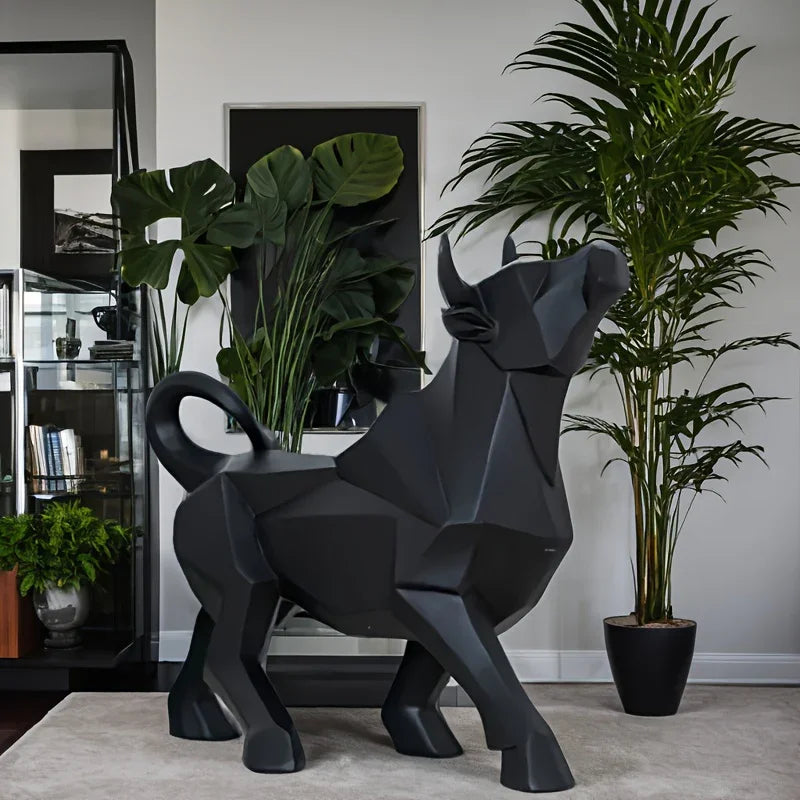 Luxurious Gold-Plated Resin Bull Sculpture - Abstract Geometric Home Decor For Kitchen & Living Room | Perfect Gift For Holidays & Special Occasions - House Of Avana