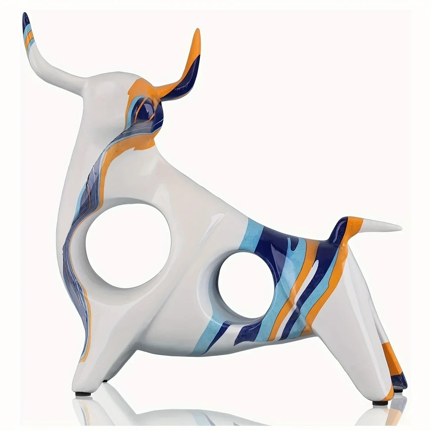 Vibrant Full-Color Resin Bull Statue - Unique Abstract Art Decoration for Bedroom, Classic Home Accent for Bookshelf, Desktop, or Centerpiece - Durable, Original, and Eye-Catching Interior Decor - House Of Avana