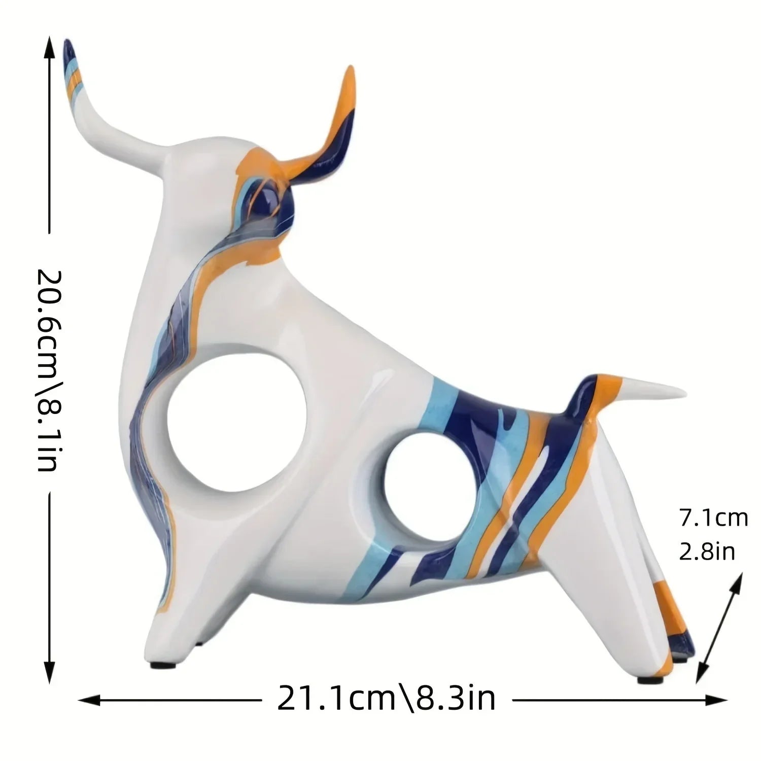 Vibrant Full-Color Resin Bull Statue - Unique Abstract Art Decoration for Bedroom, Classic Home Accent for Bookshelf, Desktop, or Centerpiece - Durable, Original, and Eye-Catching Interior Decor - House Of Avana