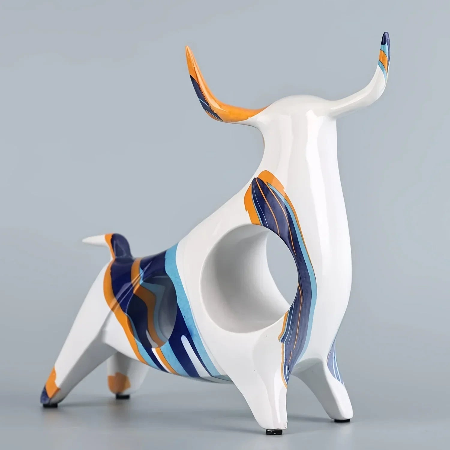 Vibrant Full-Color Resin Bull Statue - Unique Abstract Art Decoration for Bedroom, Classic Home Accent for Bookshelf, Desktop, or Centerpiece - Durable, Original, and Eye-Catching Interior Decor - House Of Avana