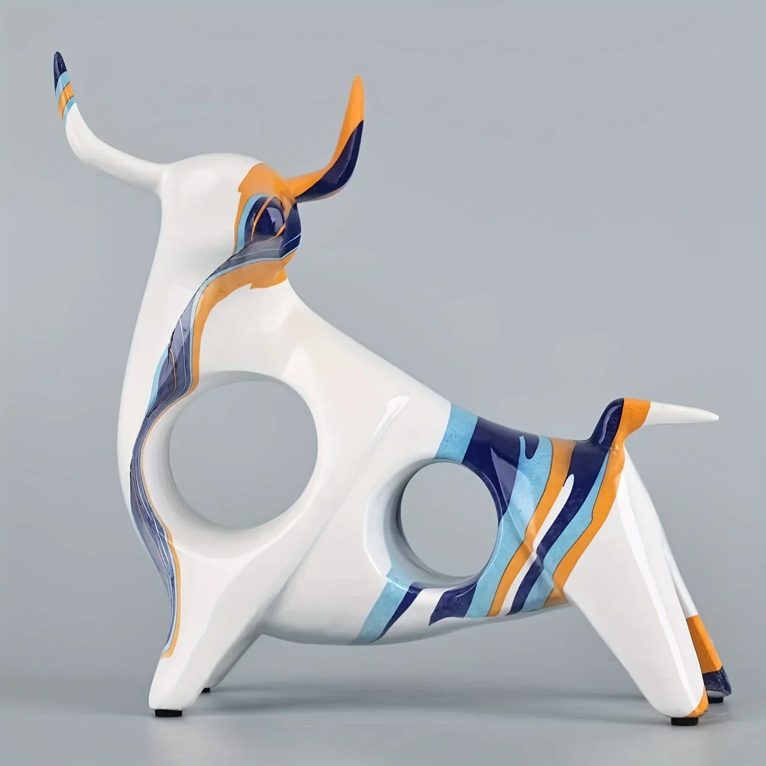 Vibrant Full-Color Resin Bull Statue - Unique Abstract Art Decoration for Bedroom, Classic Home Accent for Bookshelf, Desktop, or Centerpiece - Durable, Original, and Eye-Catching Interior Decor - House Of Avana