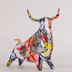Vibrant Full-Color Resin Bull Statue - Unique Abstract Art Decoration for Bedroom, Classic Home Accent for Bookshelf, Desktop, or Centerpiece - Durable, Original, and Eye-Catching Interior Decor - House Of Avana