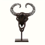 Handcrafted Bull Skull Decor With Stand House Of Avana