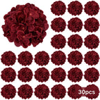 Burgundy Silk Hydrangea Heads with Wire Stems, Pieces - House Of Avana