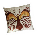 Butterfly Silk Velvet Ikat Throw Pillow Cover 24'' X 24'', back view - House Of Avana