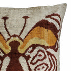 Butterfly Silk Velvet Ikat Throw Pillow Cover 24'' X 24'', side view - House Of Avana