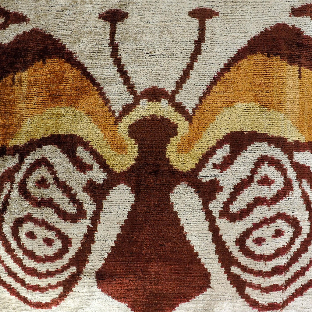 Butterfly Silk Velvet Ikat Throw Pillow Cover 24'' X 24'', detail shot - House Of Avana