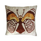 Butterfly Silk Velvet Ikat Throw Pillow Cover 24'' X 24'', front view - House Of Avana