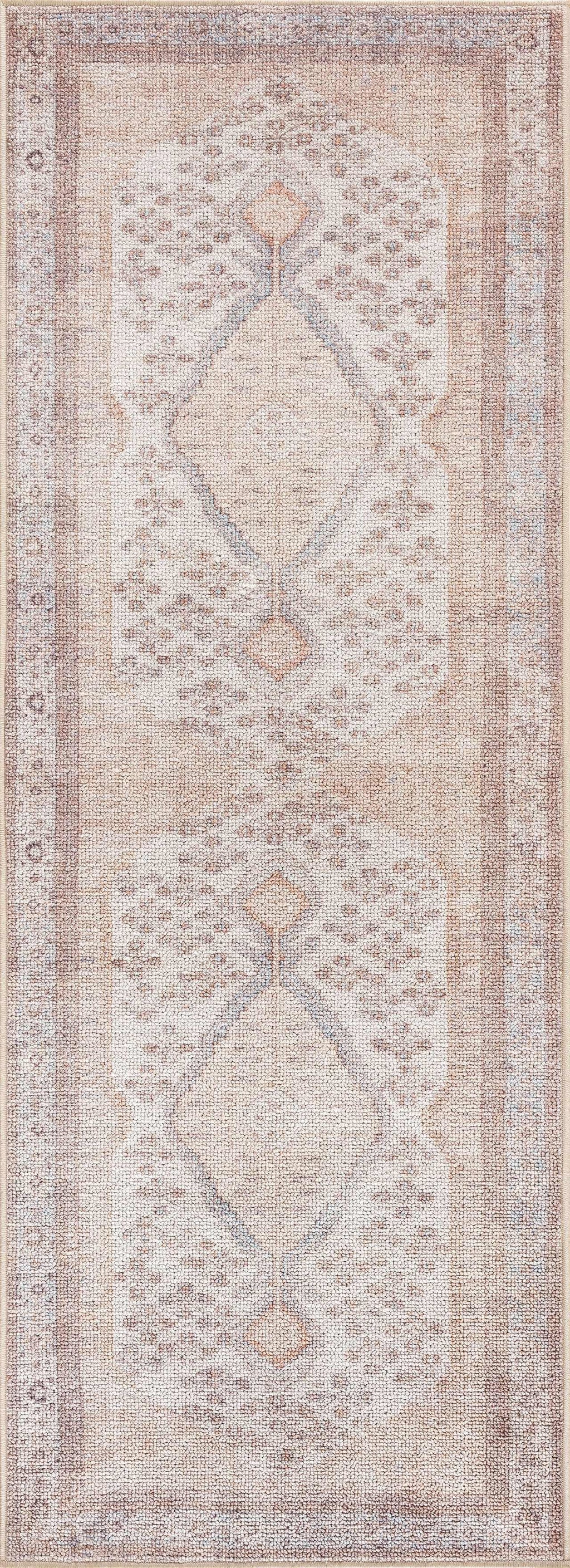 Analu Peach Washable Area Rug Hauteloom