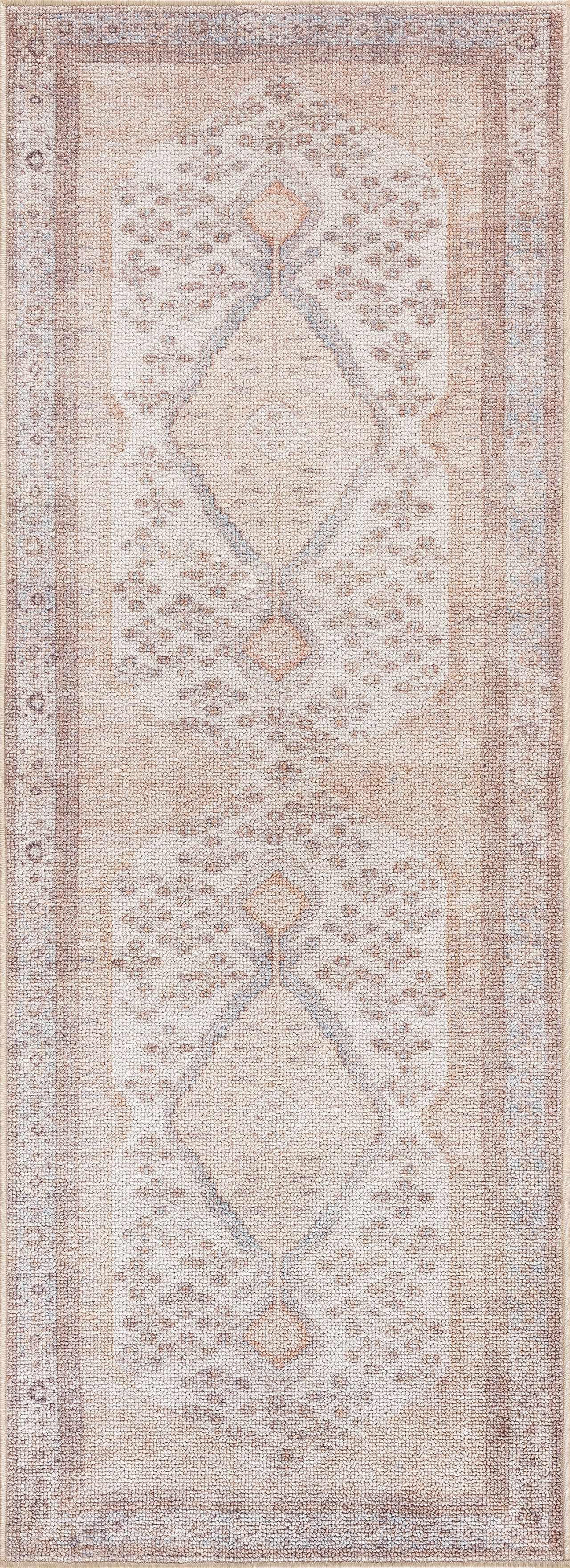 Analu Peach Washable Area Rug Hauteloom
