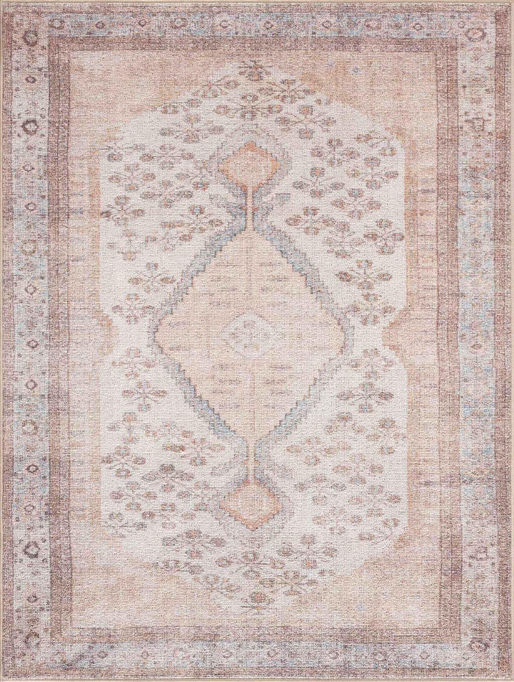 Analu Peach Washable Area Rug Hauteloom
