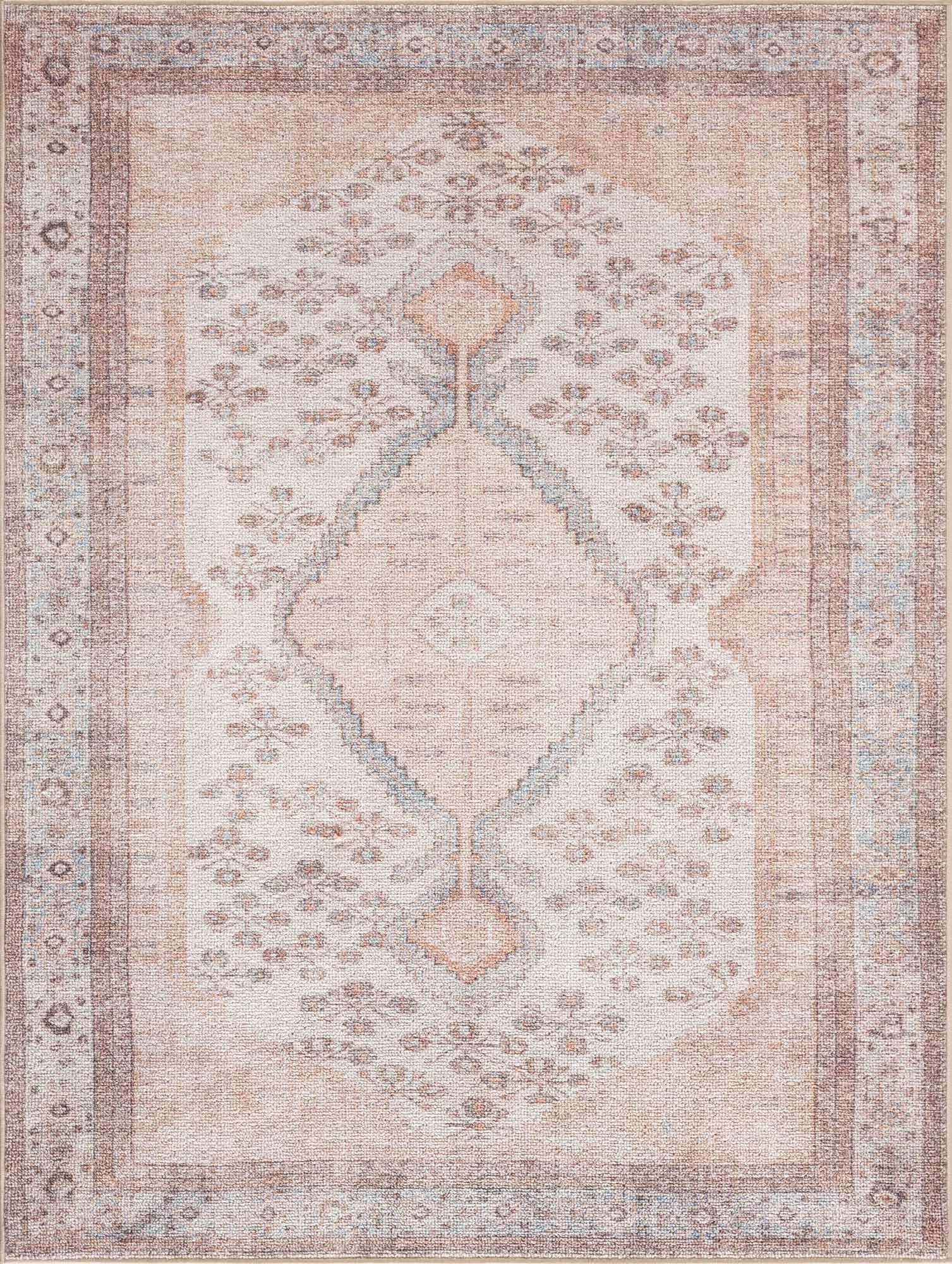 Analu Peach Washable Area Rug Hauteloom