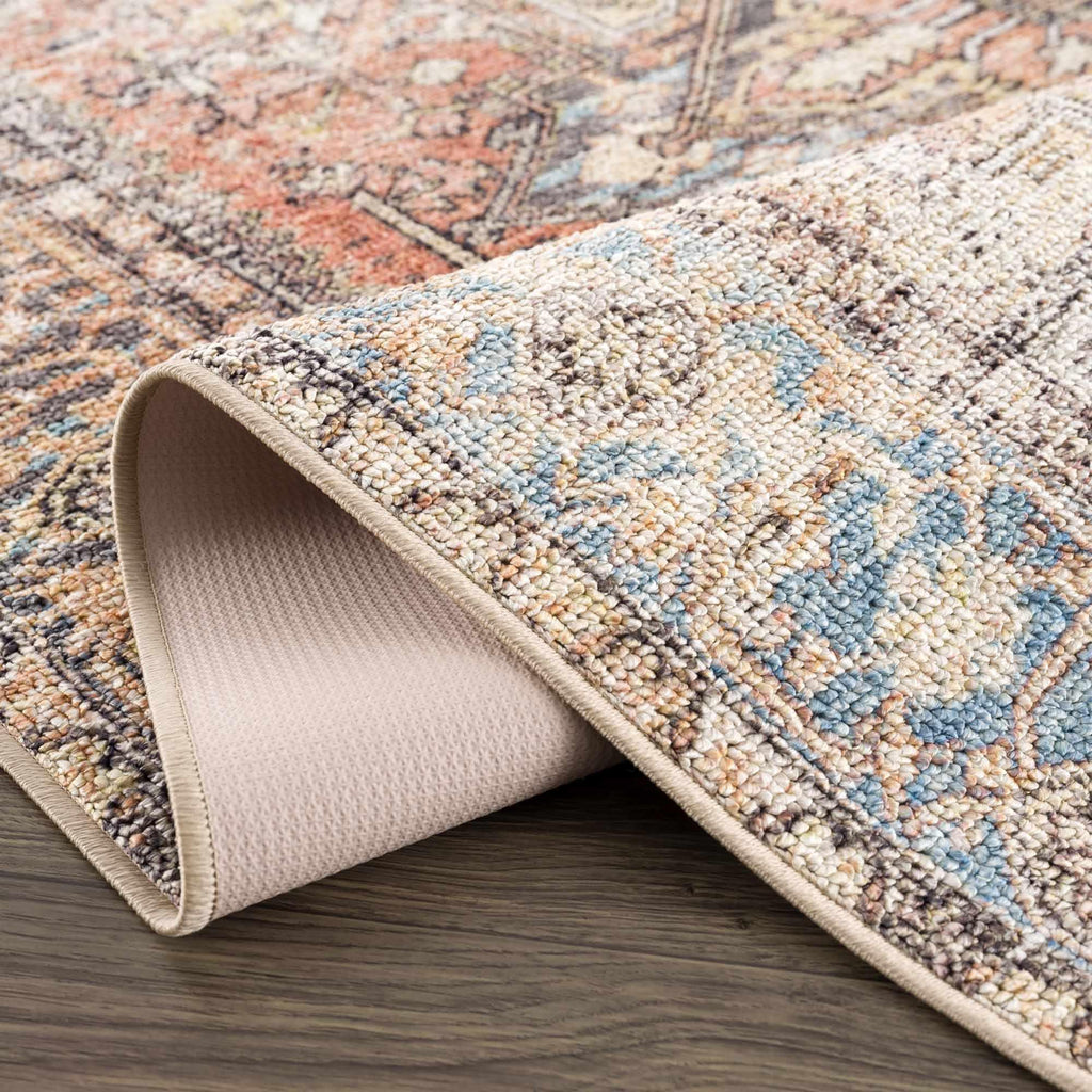 Beck Peach Washable Area Rug Hauteloom