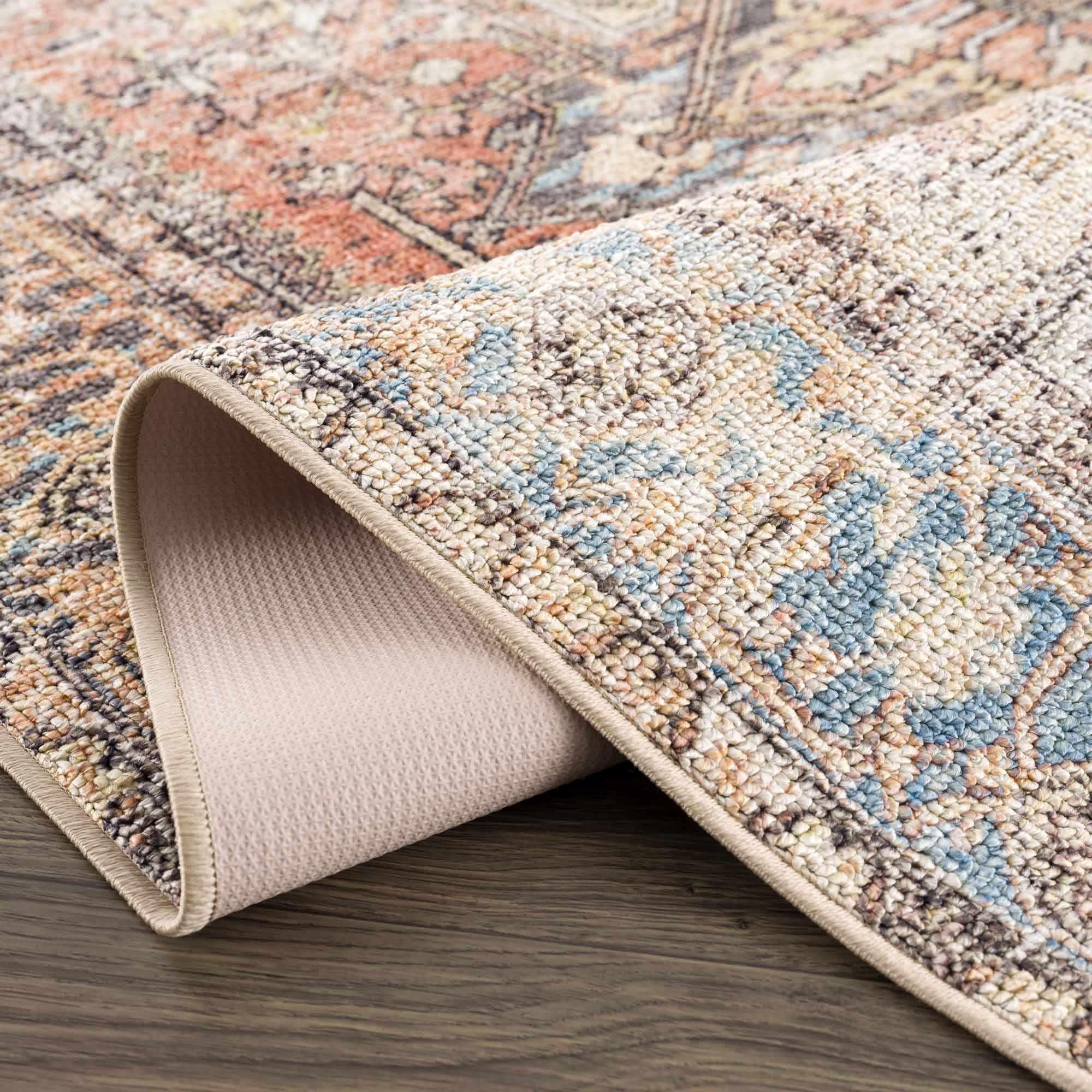 Beck Peach Washable Area Rug Hauteloom