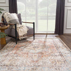 Beck Peach Washable Area Rug Hauteloom