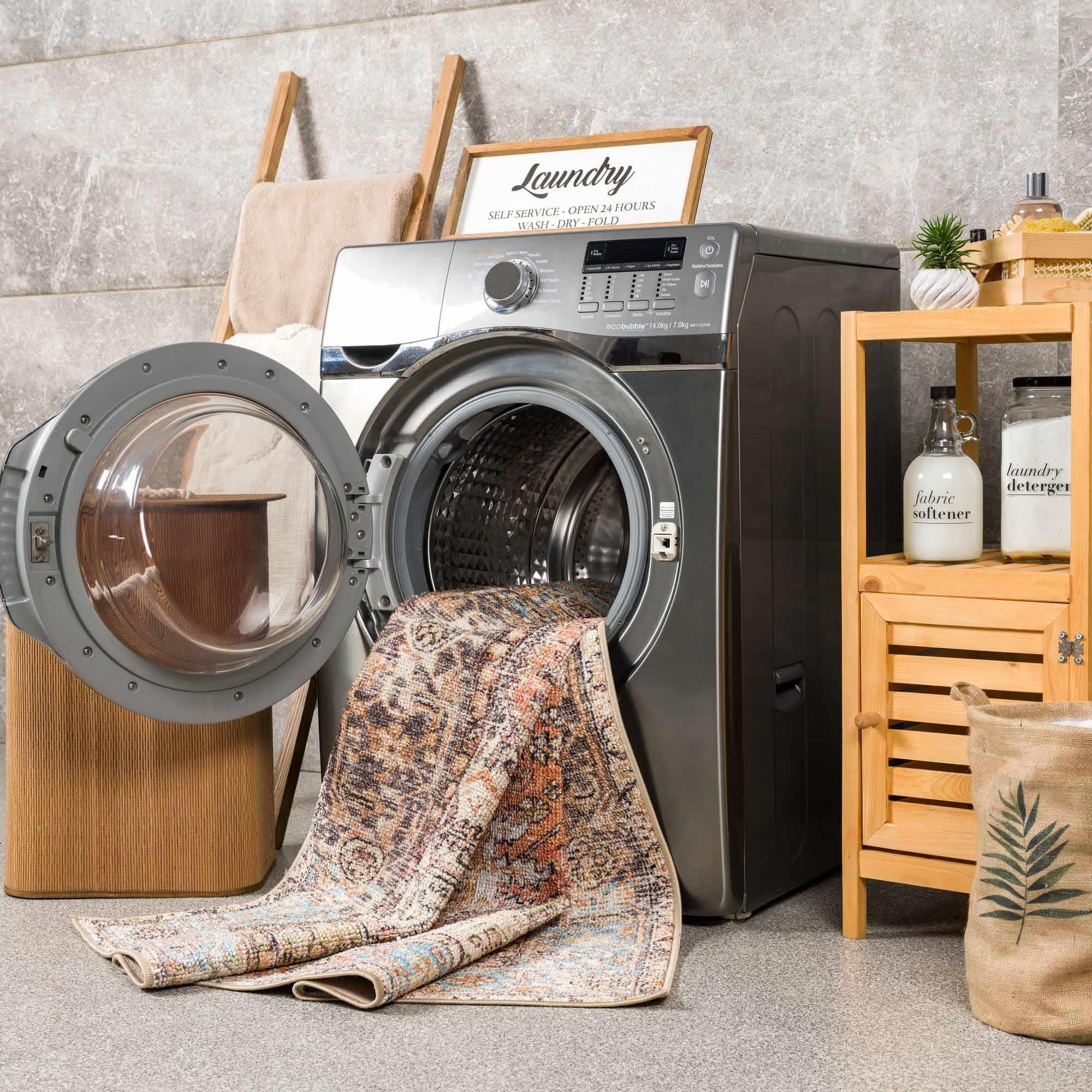 Beck Peach Washable Area Rug Hauteloom