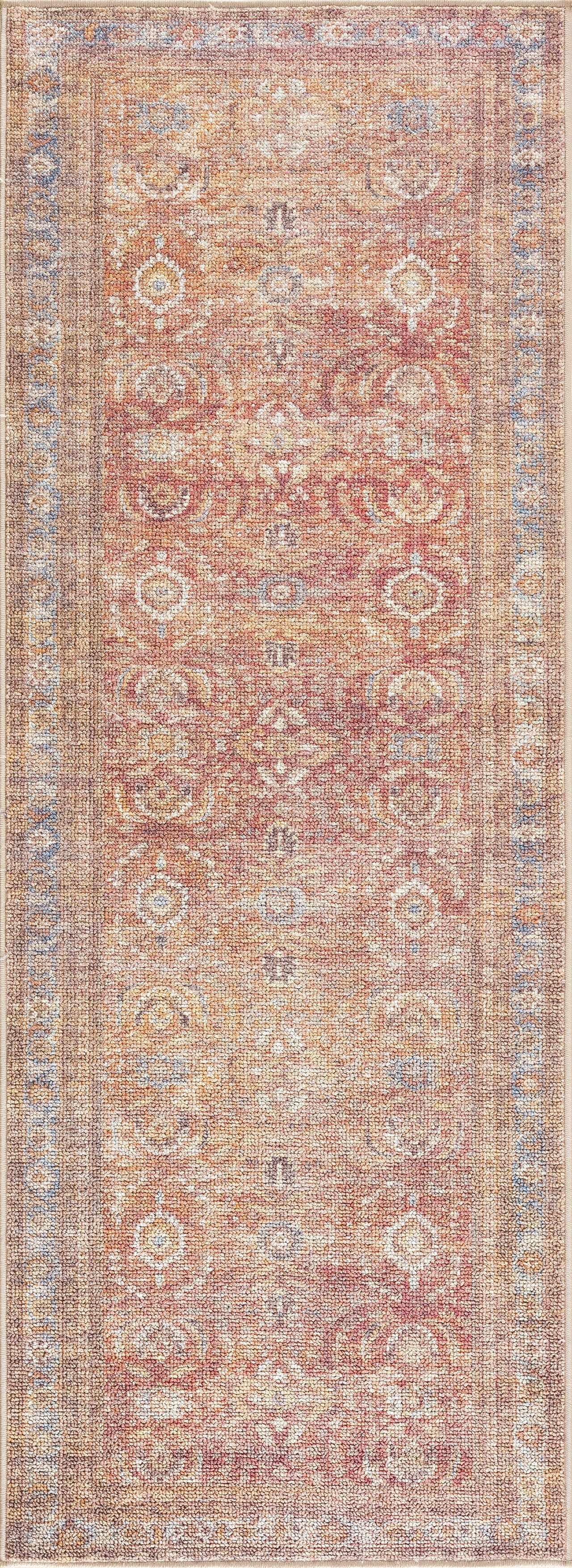 Anshu Peach Washable Area Rug Hauteloom