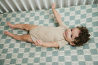 Organic Bamboo Cotton Muslin Crib Sheet in Checkered Bears Cradle Comforts Co.