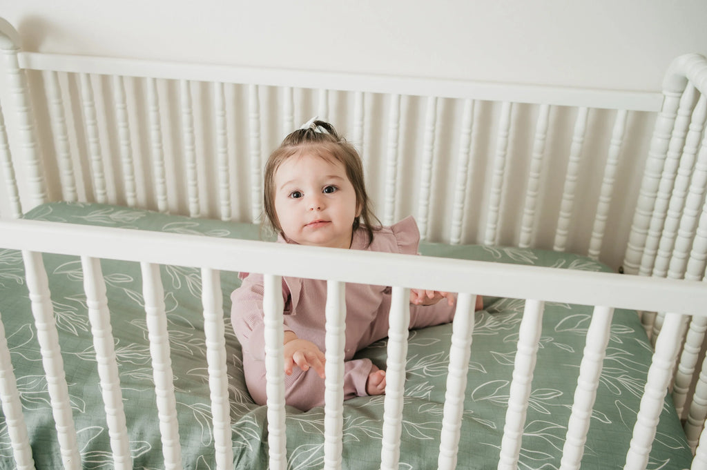 Organic Bamboo Cotton Blend Crib Sheet in Natural Oasis Willow Cradle Comforts Co.