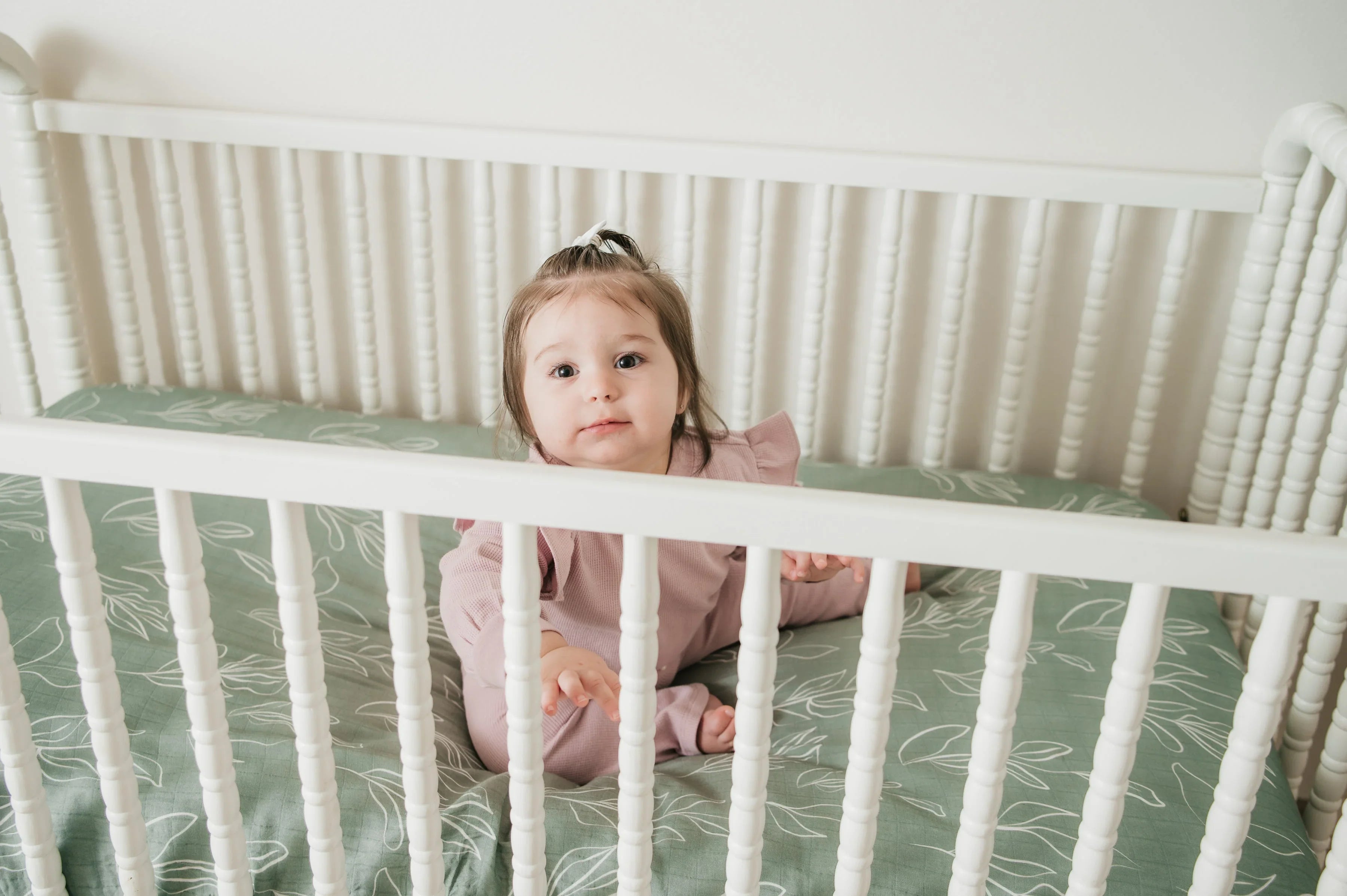 Organic Bamboo Cotton Blend Crib Sheet in Natural Oasis Willow Cradle Comforts Co.