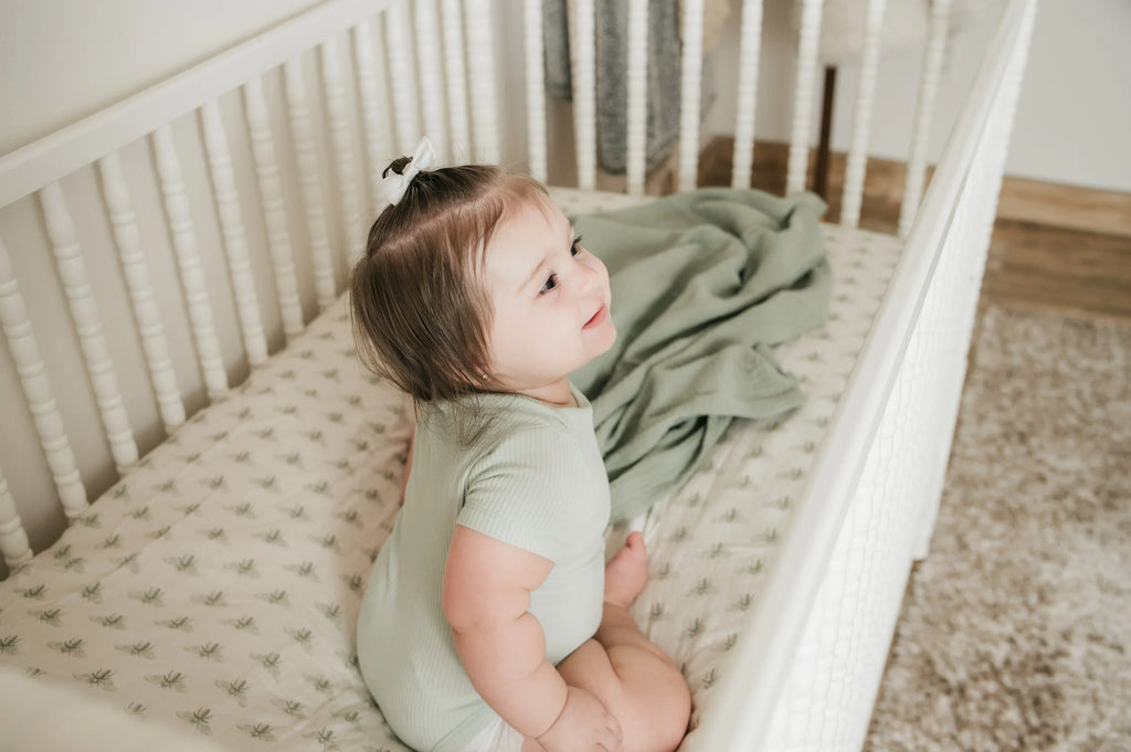 Organic Bamboo Blend Crib Sheet in Buzzy Bees Cradle Comforts Co.