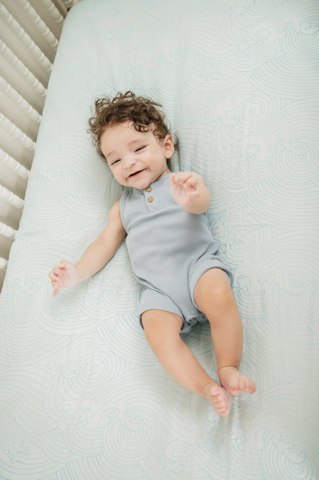 Organic Crashing Sea Waves Bamboo Cotton Blend Crib Sheet Cradle Comforts Co.