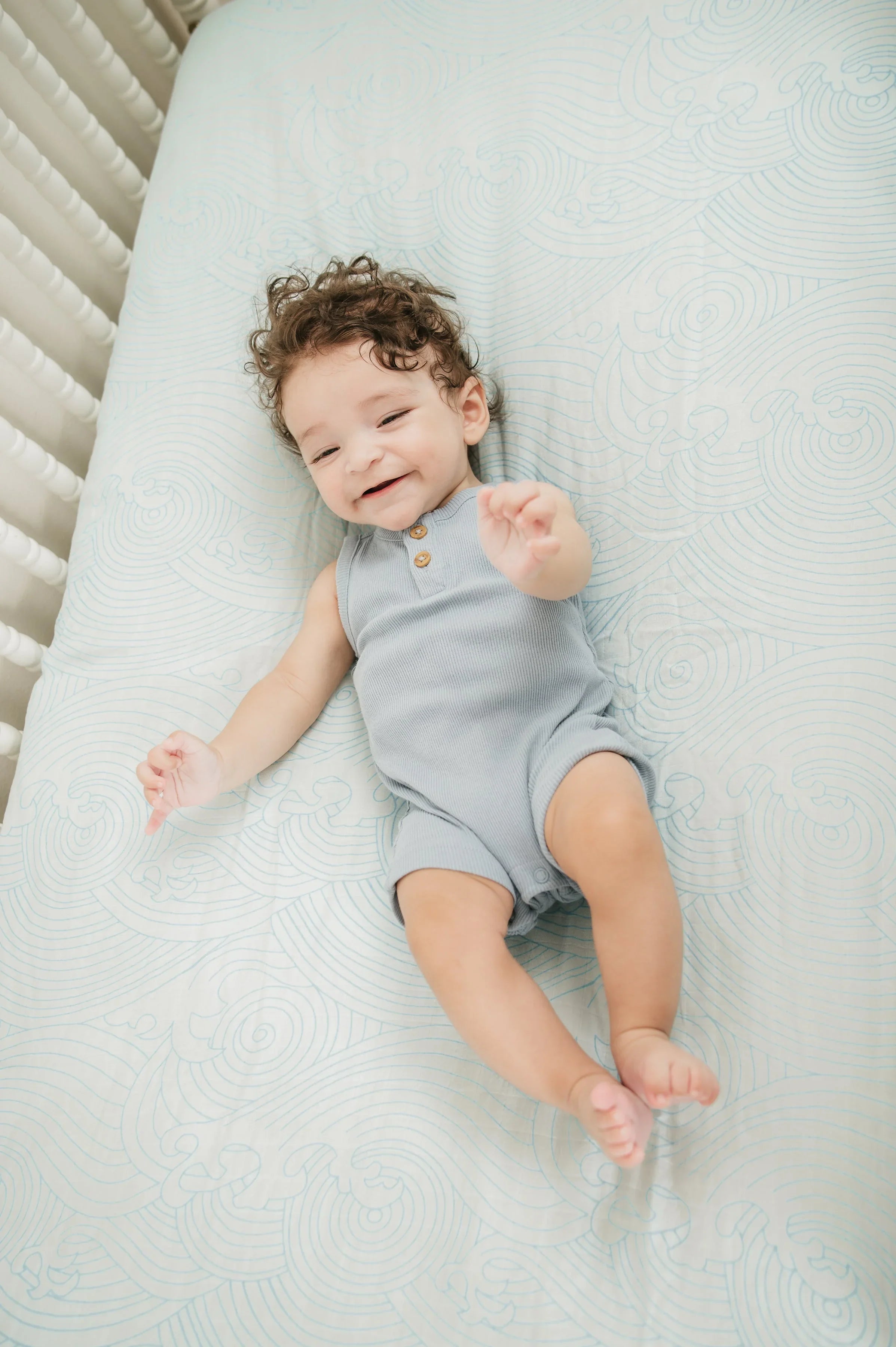 Organic Crashing Sea Waves Bamboo Cotton Blend Crib Sheet Cradle Comforts Co.