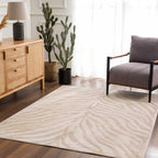 Beige Manteca Zebra Print Area Rug Hauteloom