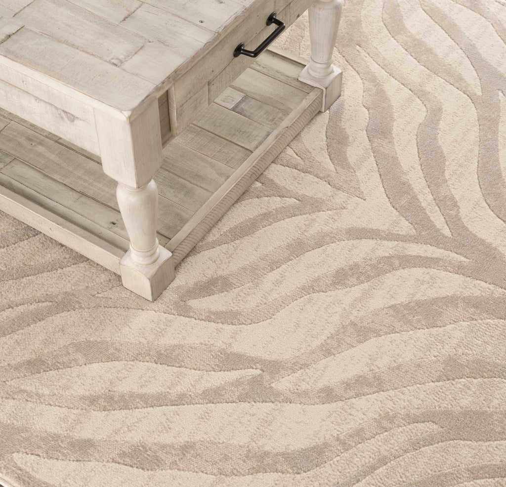 Beige Manteca Zebra Print Area Rug Hauteloom