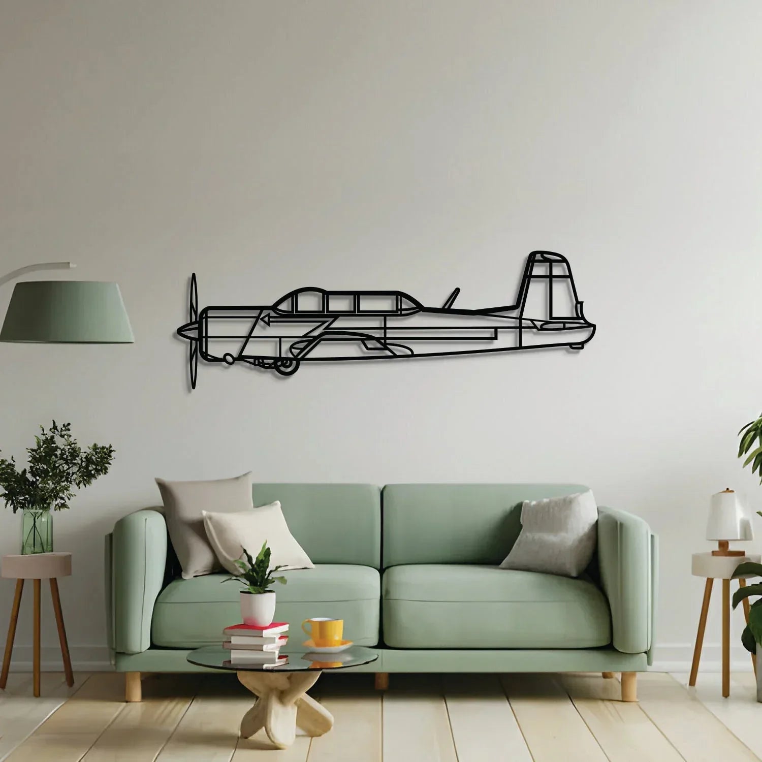 Cj6 Metal Aircraft Wall Art - Ncp0539, side view - House Of Avana