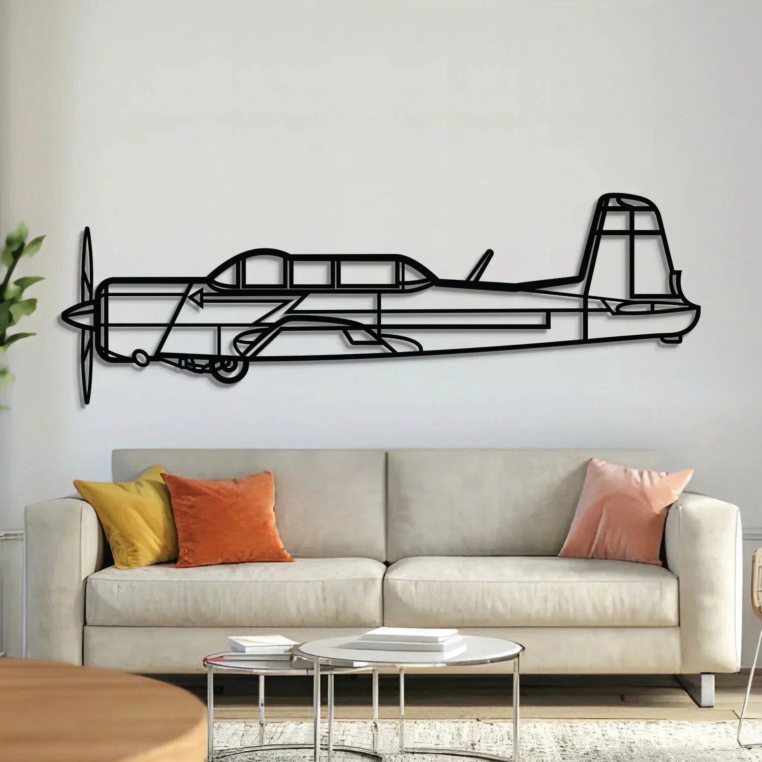 Cj6 Metal Aircraft Wall Art - Ncp0539, front view - House Of Avana