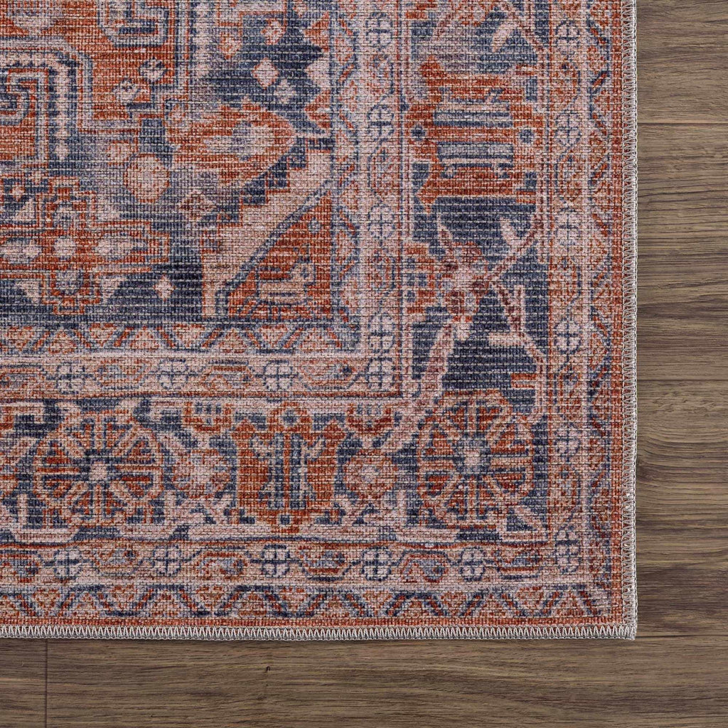 Burnt Orange Taber Medallion Washable Area Rug Hauteloom