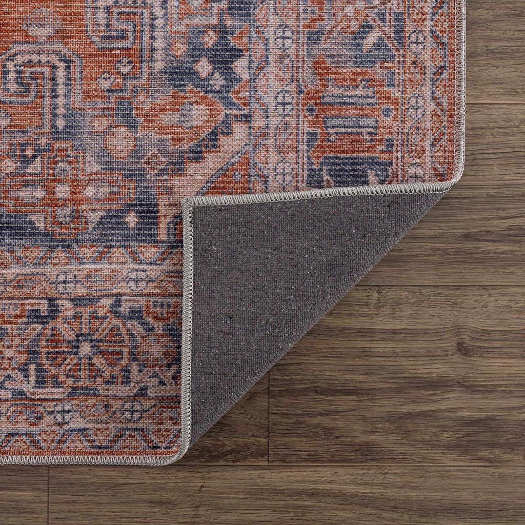Burnt Orange Taber Medallion Washable Area Rug Hauteloom