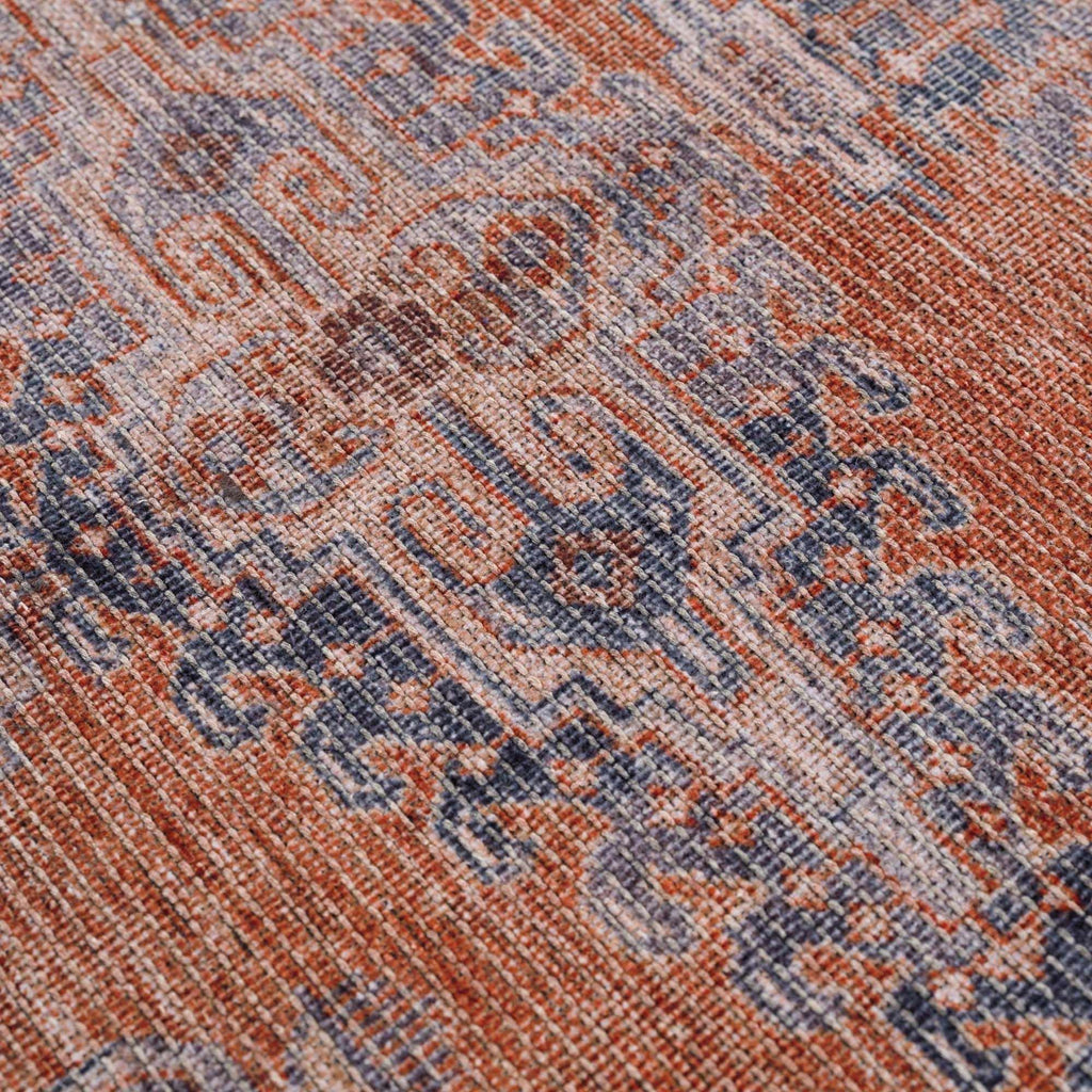 Burnt Orange Taber Medallion Washable Area Rug Hauteloom