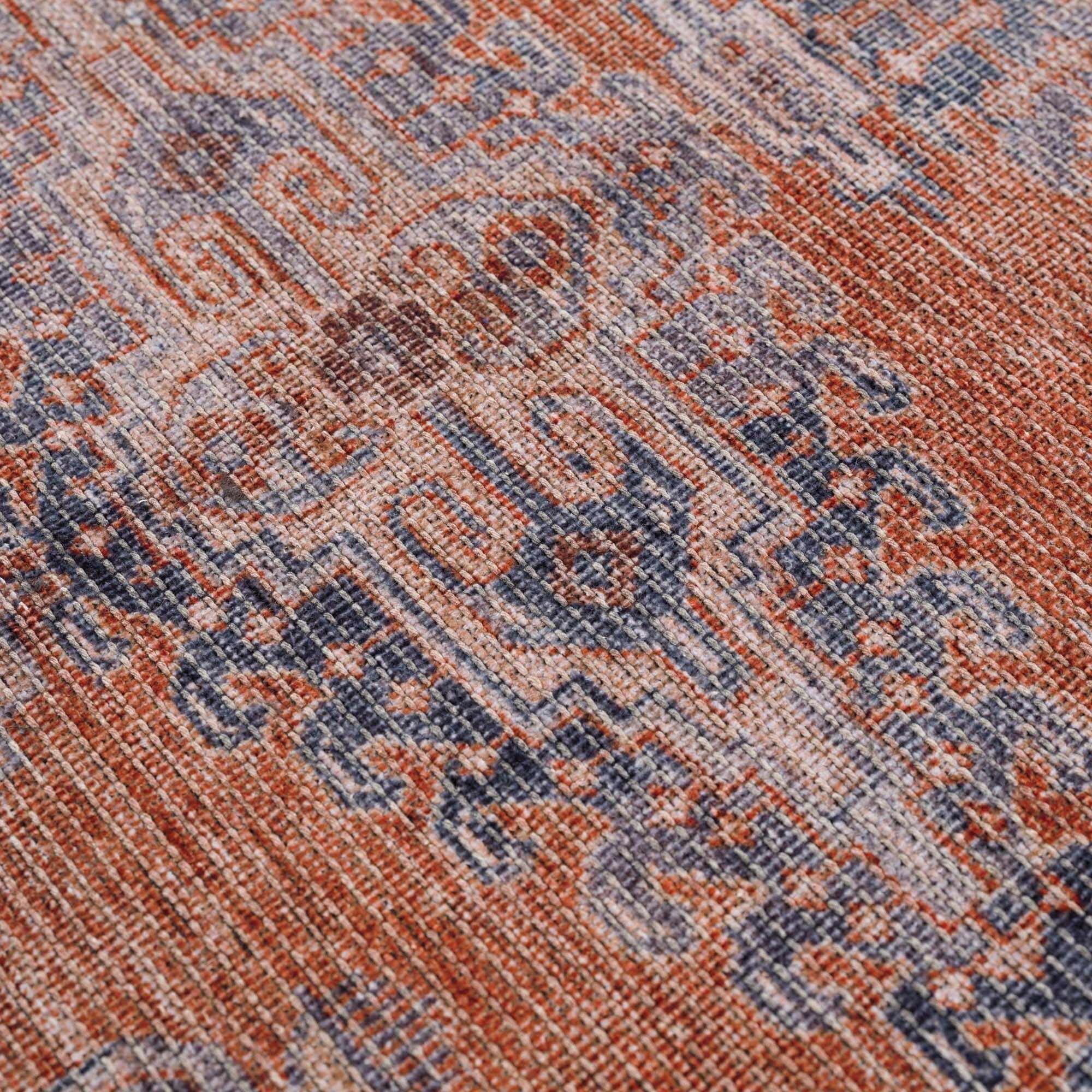 Burnt Orange Taber Medallion Washable Area Rug Hauteloom