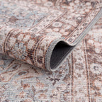 Brown Blue Dauis Vintage Washable Rug Hauteloom