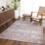 Brown Blue Dauis Vintage Washable Rug Hauteloom