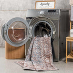 Brown Blue Dauis Vintage Washable Rug Hauteloom