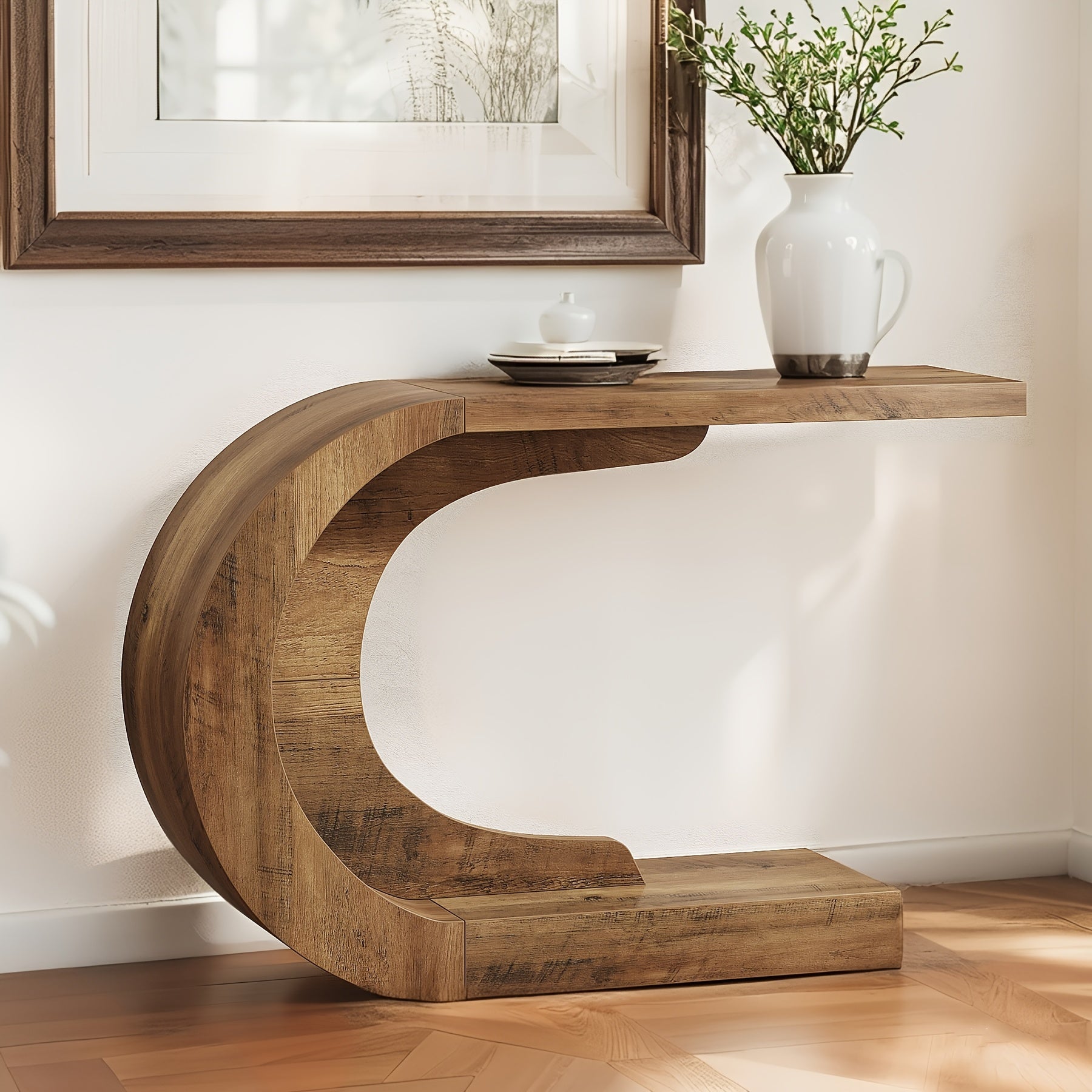 C Shaped Modern Decorative Table Foyer Table, Suitable for Displaying Collectibles, Vases Or Decorations House Of Avana