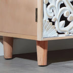 Rustic Wooden Carved Decorative Cabinet, Double Storage Organizer with Raised Panel Doors, Easy... - House Of Avana