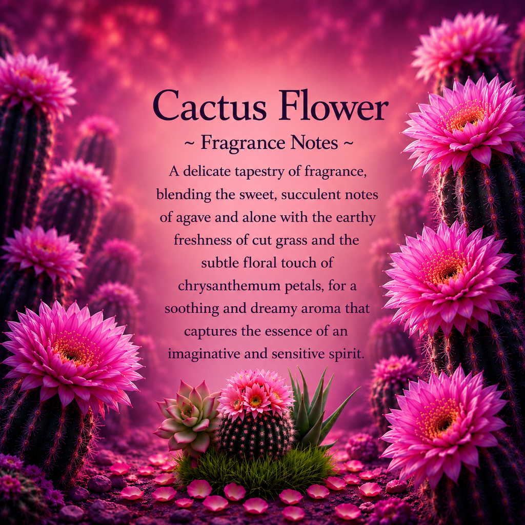 Cactus Flower and Jade, Premium Coconut-Soy Wax Tea Light Crystal Candle, 1oz