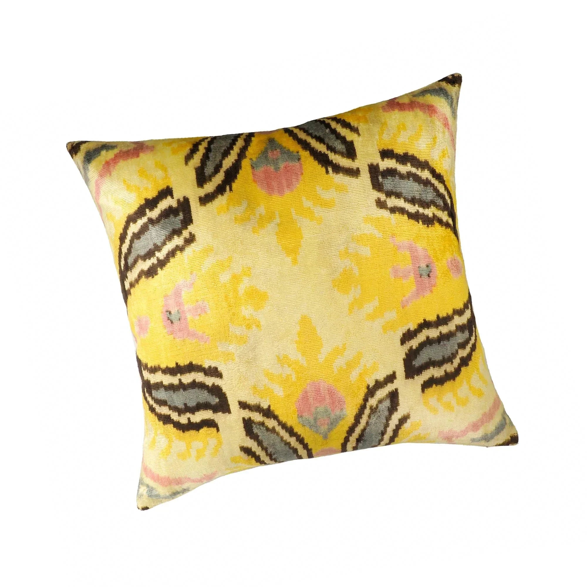 Canarias Silk Velvet Ikat Throw Pillow Cover X 20, back view - House Of Avana