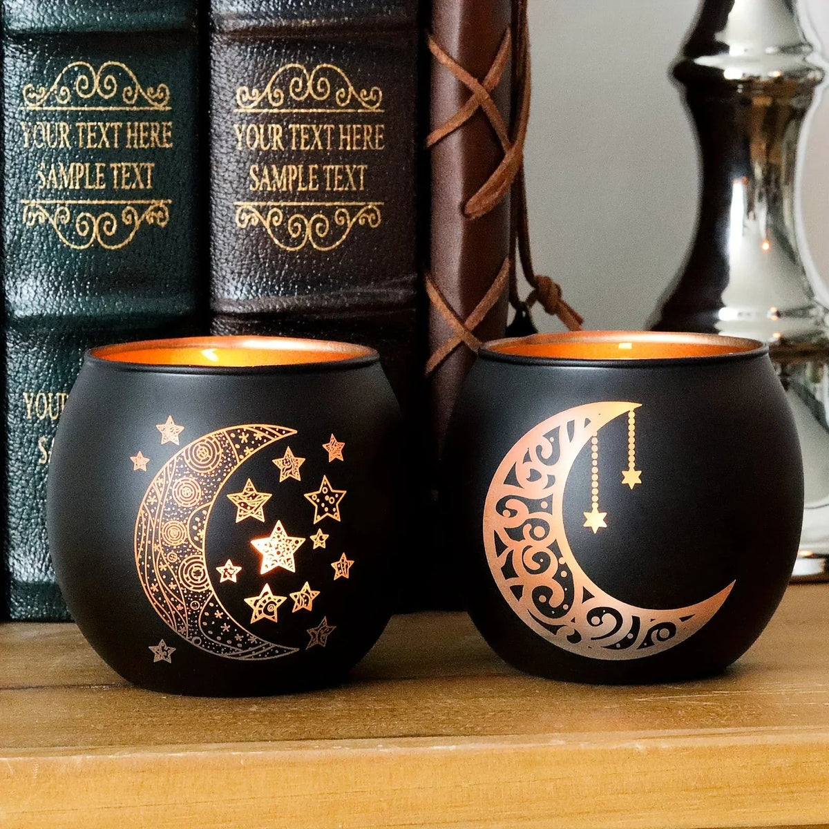 Candle Holder - Decorative Glass Ramadan, back view - House Of Avana [[SKU:HOA-CAN-043]]