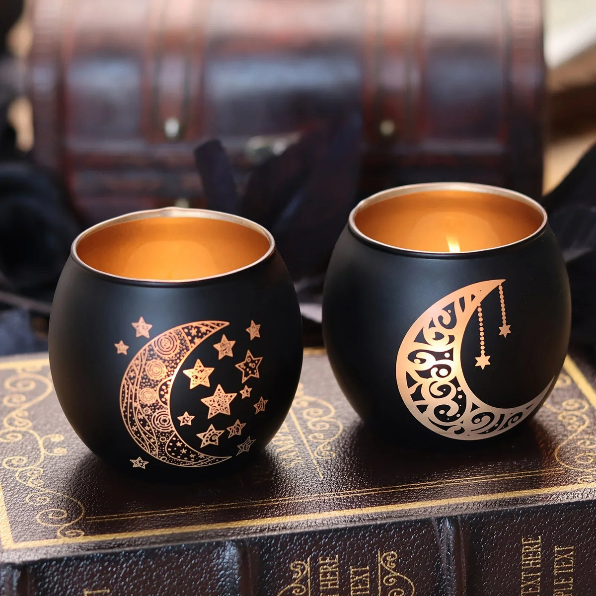 Candle Holder - Decorative Glass Ramadan, front view - House Of Avana [[SKU:HOA-CAN-043]]
