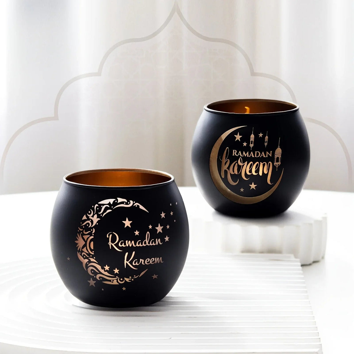 Candle Holder - Glass Moon Star, close-up view - House Of Avana [[SKU:HOA-CAN-041]]