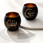Candle Holder - Glass Moon Star, angled view - House Of Avana